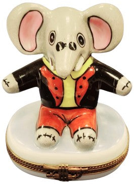 Elephant in Tuxedo Limoges Box Porcelain Limoges Wild Limoges baby French Trinket Box