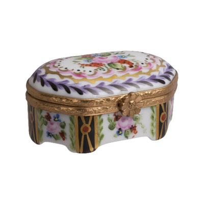 Emeraude Malmaison Noir Porcelain Limoges Traditional French Trinket Box