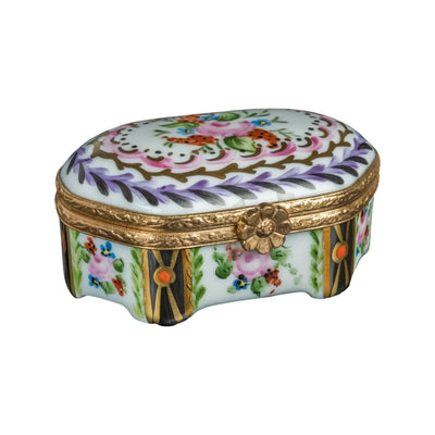 Emeraude Malmaison Noir Porcelain Limoges Traditional French Trinket Box