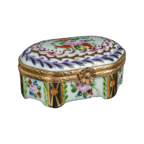 Emeraude Malmaison Noir Porcelain Limoges Traditional French Trinket Box