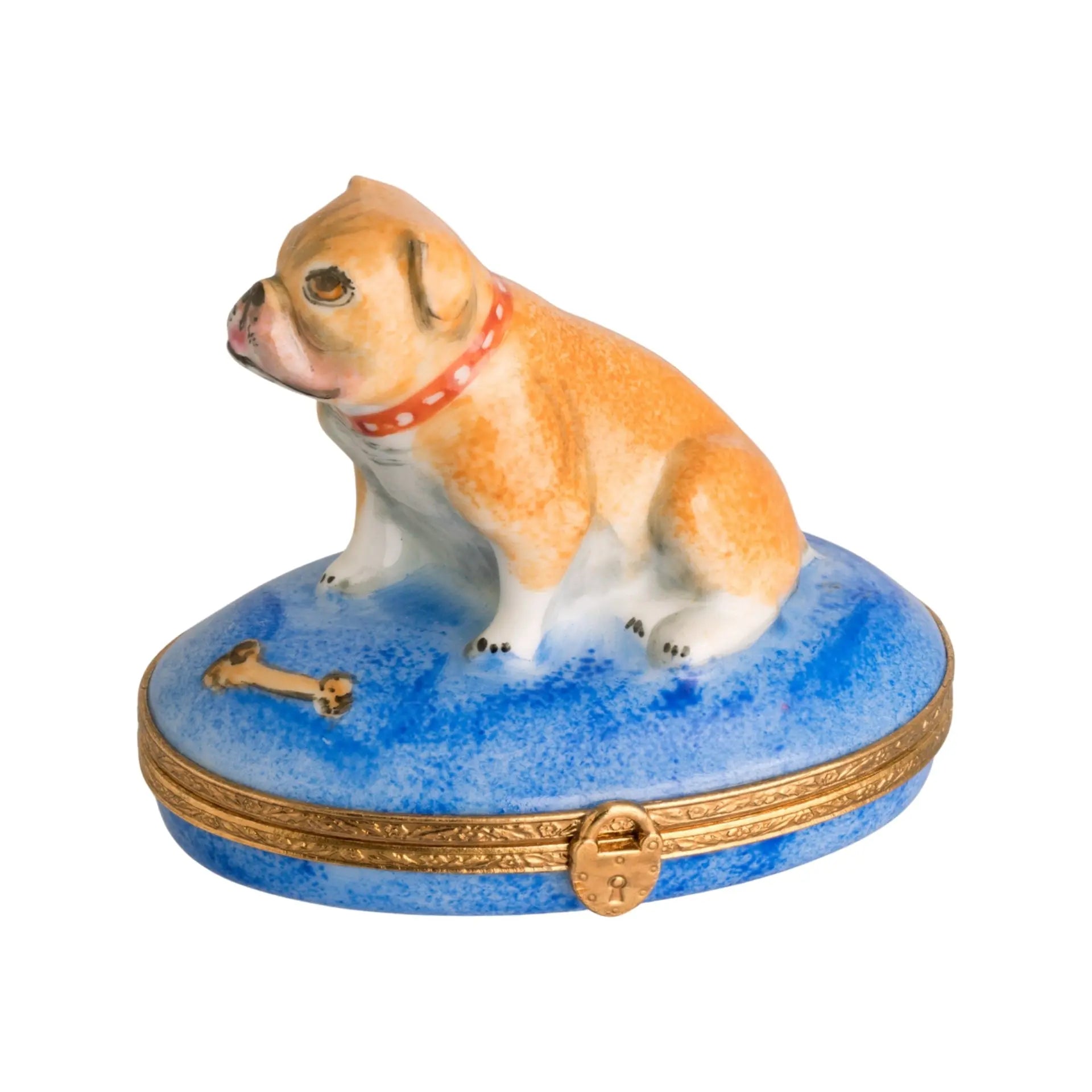 English Bulldog Porcelain Limoges dog dogs French Trinket Box