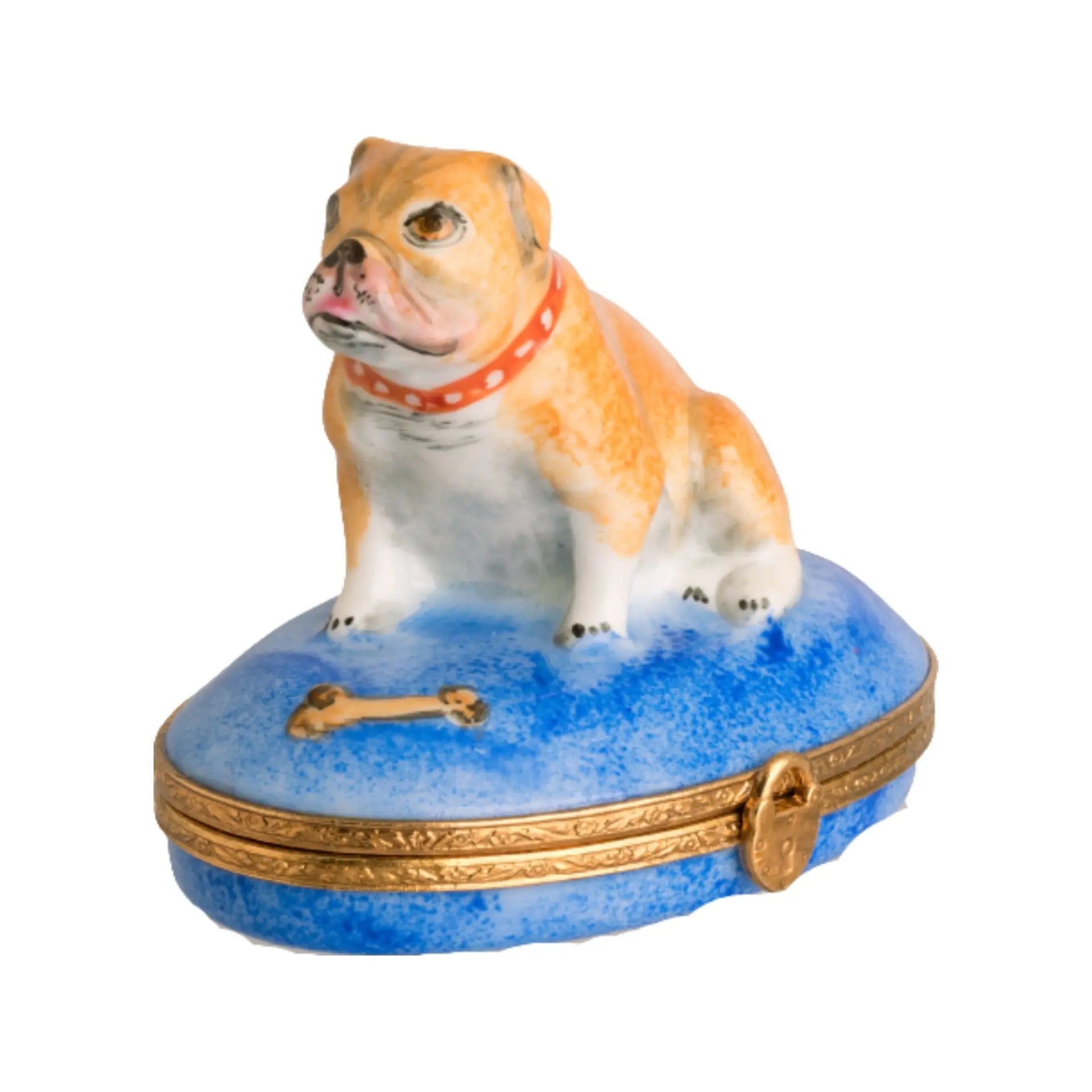 English Bulldog Porcelain Limoges dog dogs French Trinket Box
