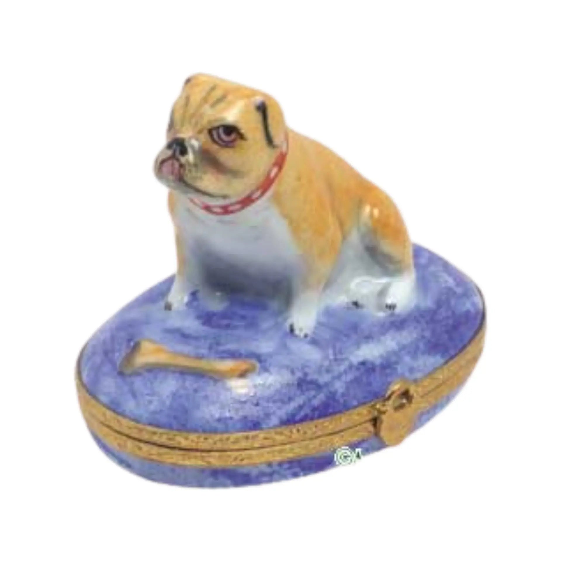 English Bulldog Porcelain Limoges dog dogs French Trinket Box