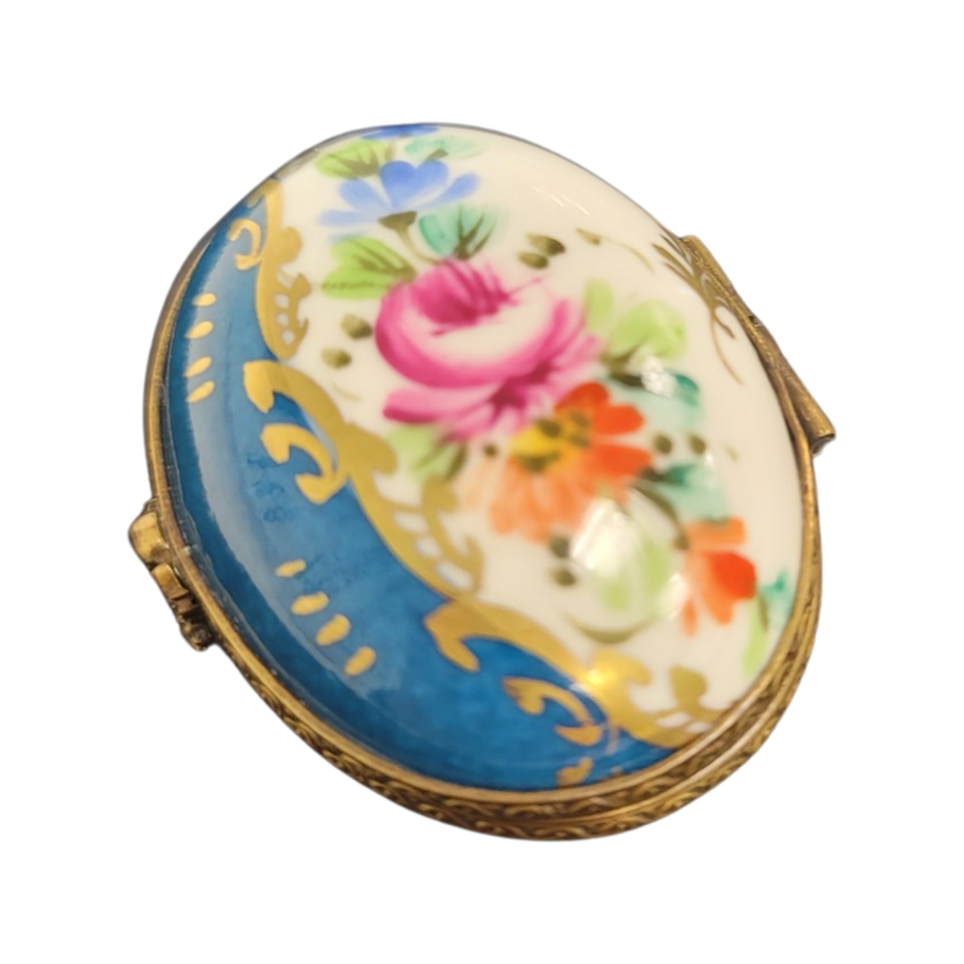 Exquisite Blue Limoges Box Porcelain Limoges LIMOGES BOXES traditional antique French Trinket Box