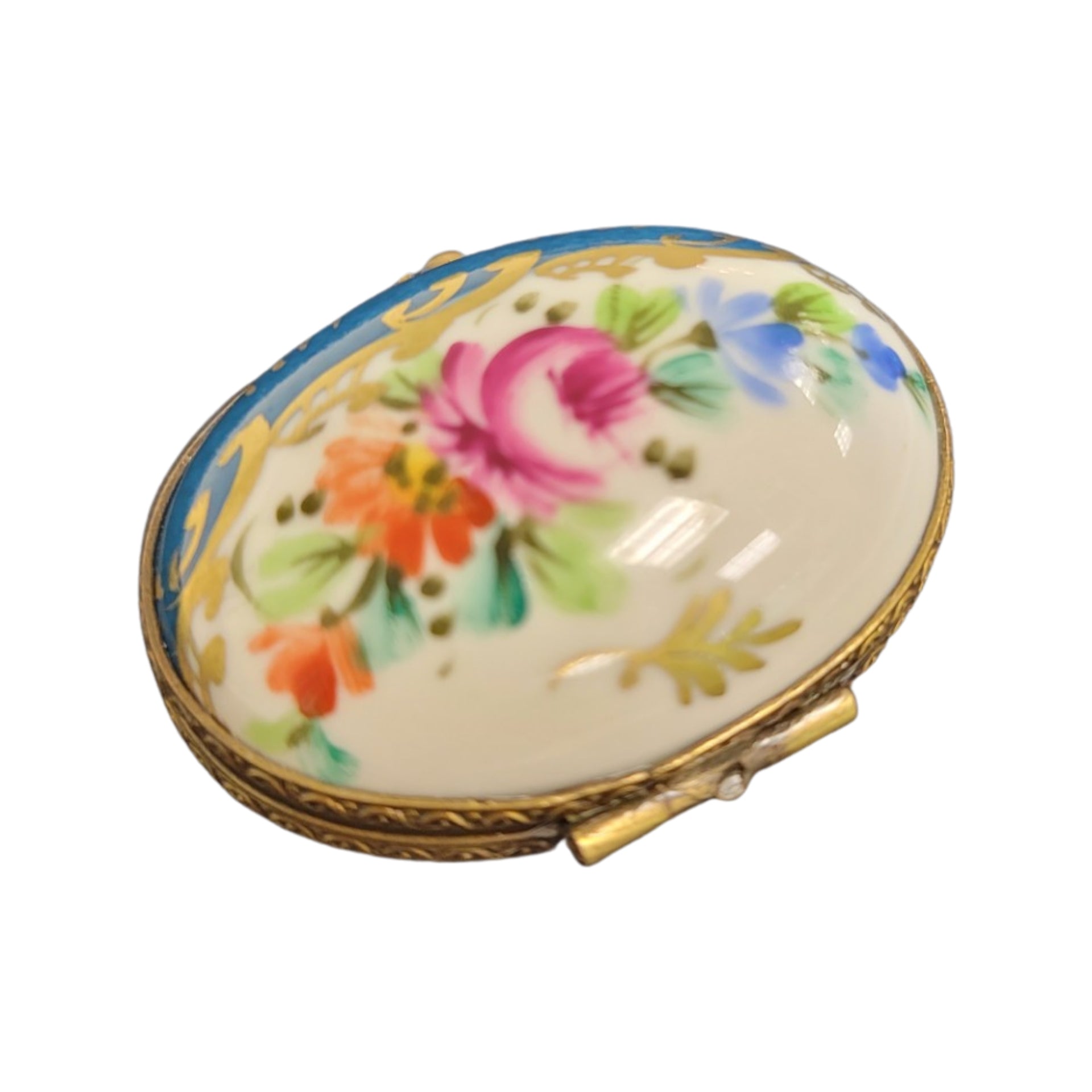 Exquisite Blue Limoges Box Porcelain Limoges LIMOGES BOXES traditional antique French Trinket Box