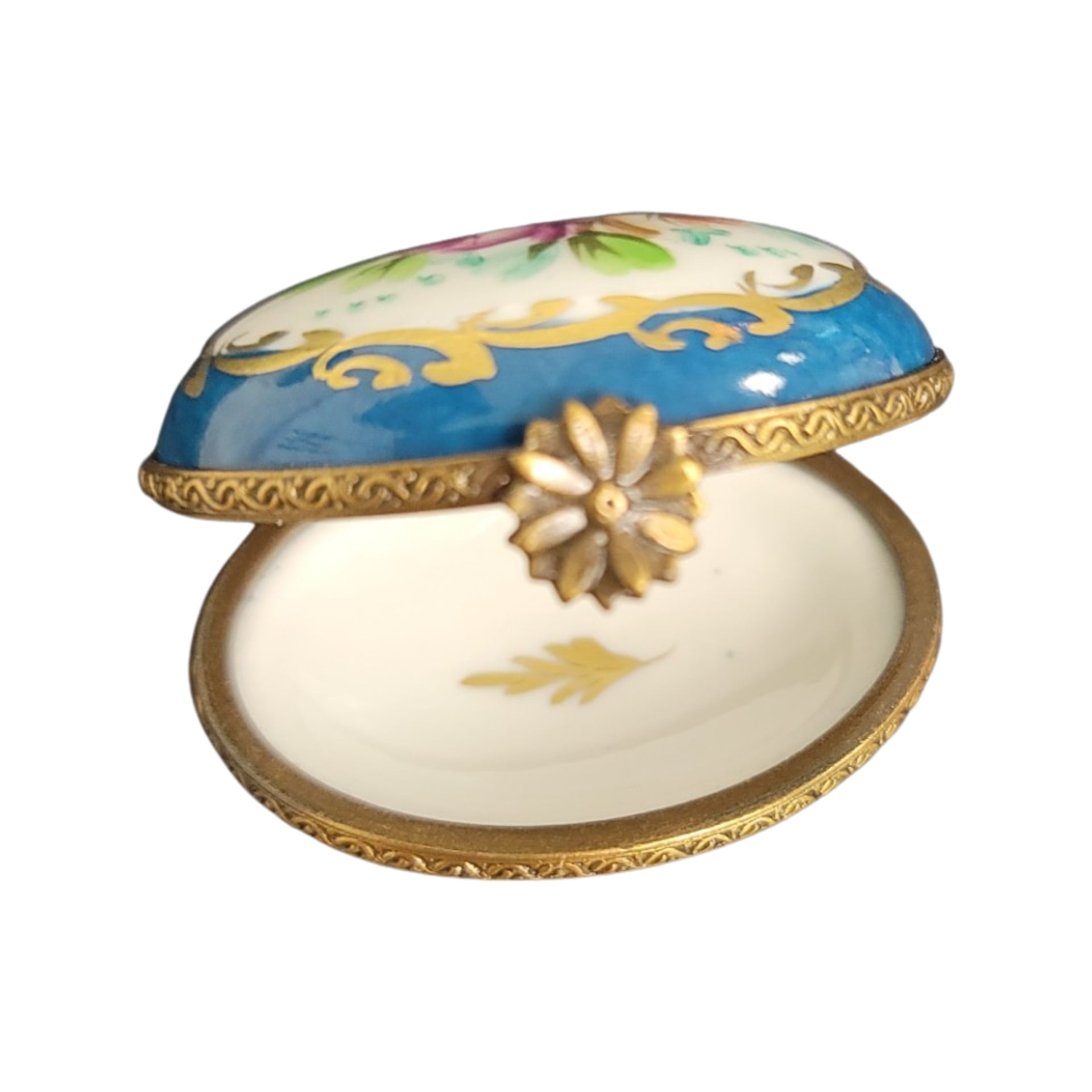 Exquisite Blue Limoges Box Porcelain Limoges LIMOGES BOXES traditional antique French Trinket Box