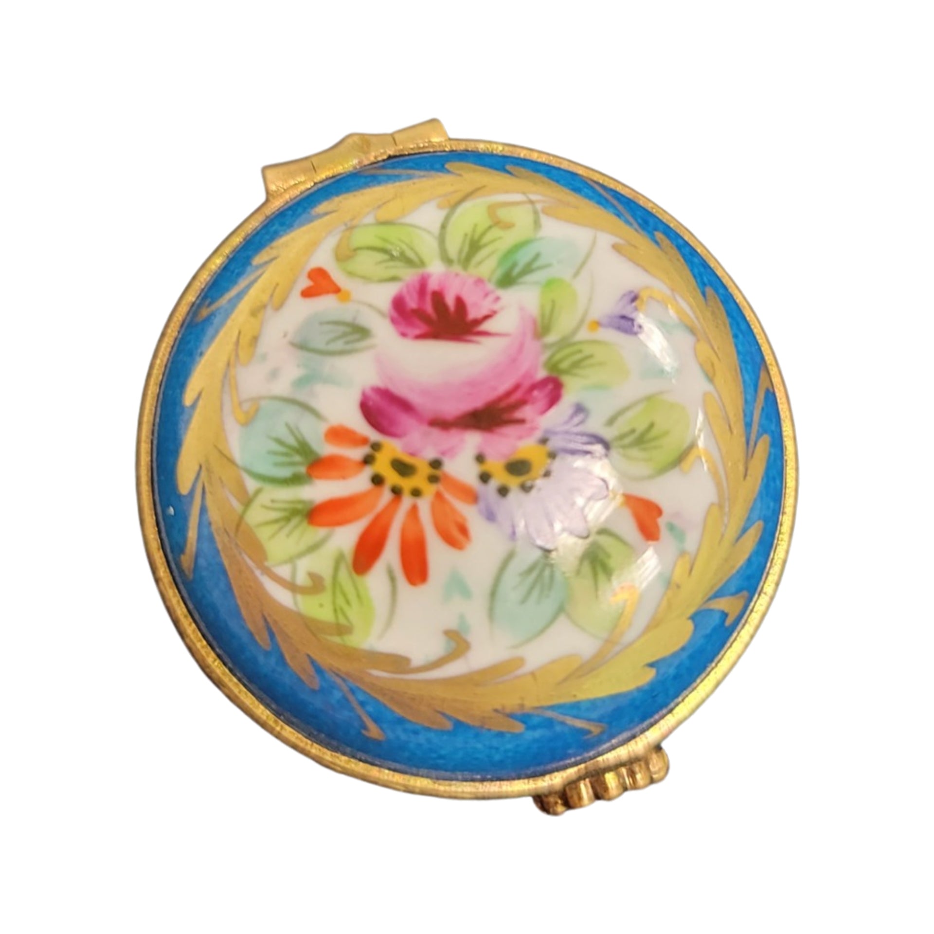 Exquisite Blue Limoges Pill Box Porcelain Limoges LIMOGES BOXES traditional French Trinket Box