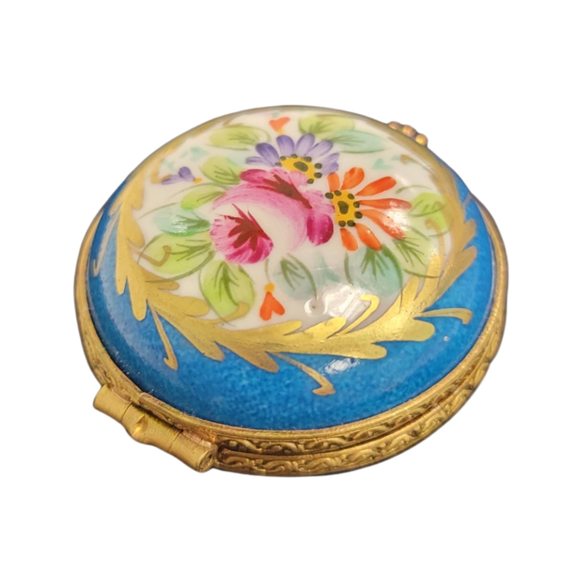 Exquisite Blue Limoges Pill Box Porcelain Limoges LIMOGES BOXES traditional French Trinket Box