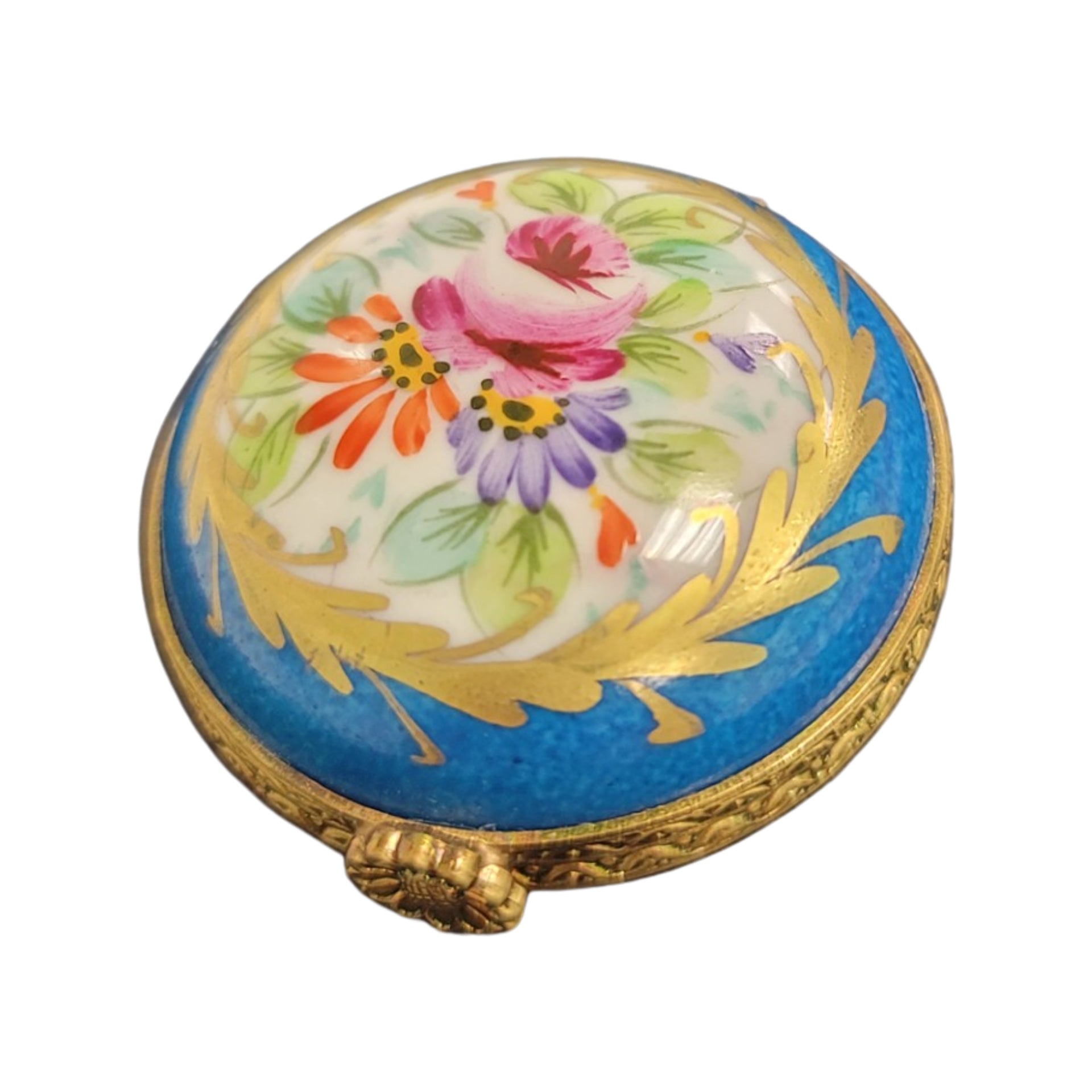 Exquisite Blue Limoges Pill Box Porcelain Limoges LIMOGES BOXES traditional French Trinket Box