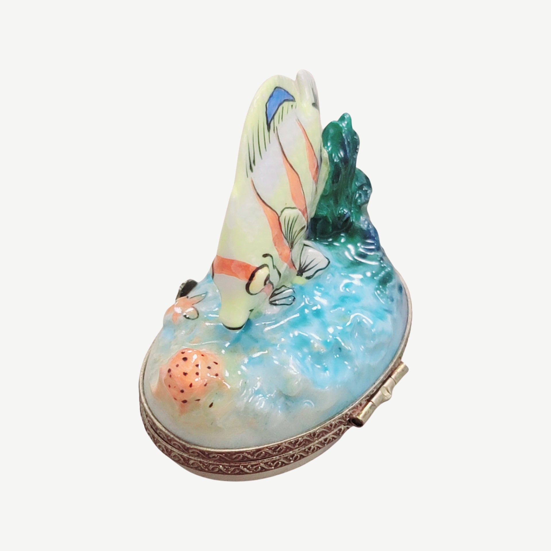 Exquisite Exotic Fish Figurine Porcelain Limoges fish ocean beach LIMOGES BOXES French Trinket Box
