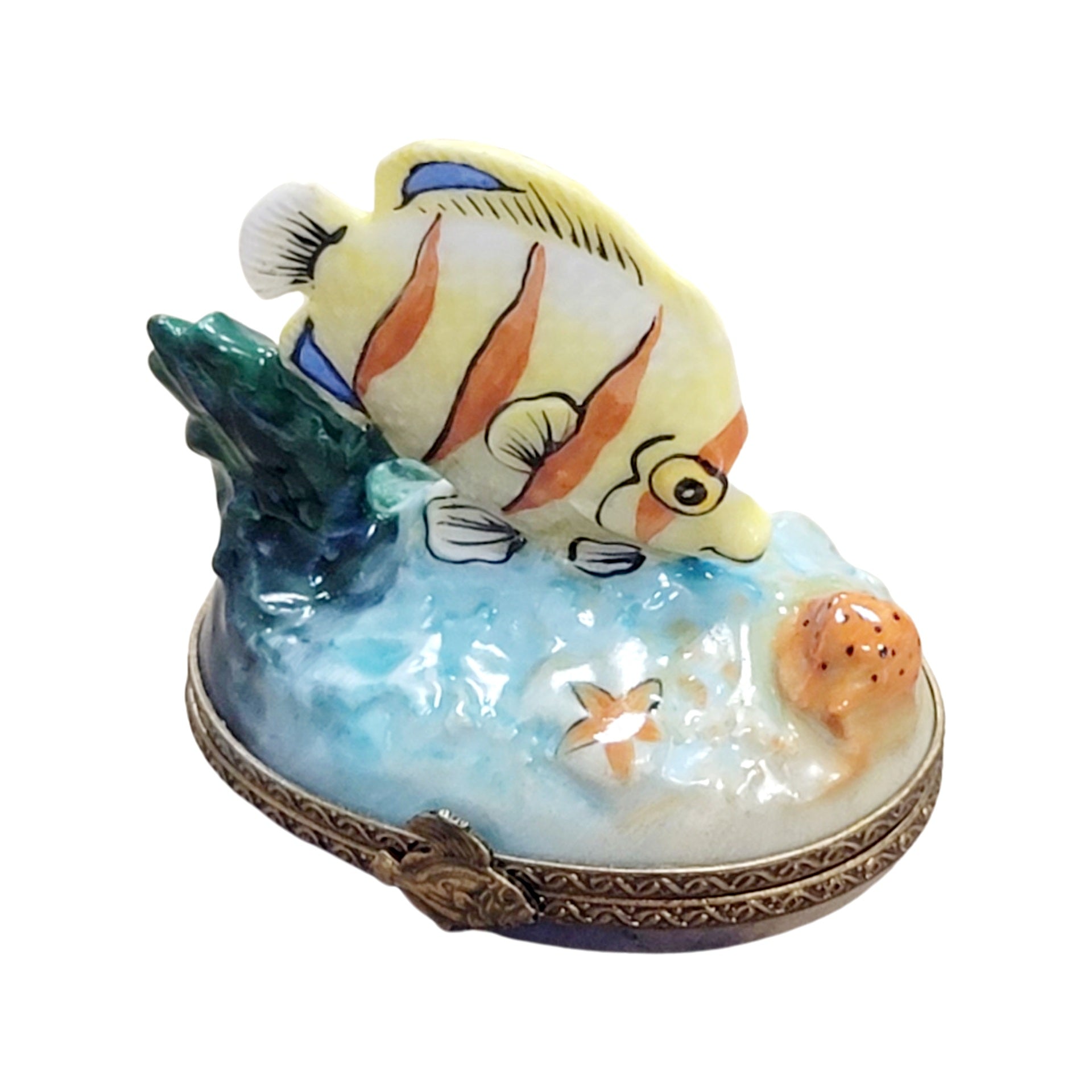 Exquisite Exotic Fish Figurine Porcelain Limoges fish ocean beach LIMOGES BOXES French Trinket Box