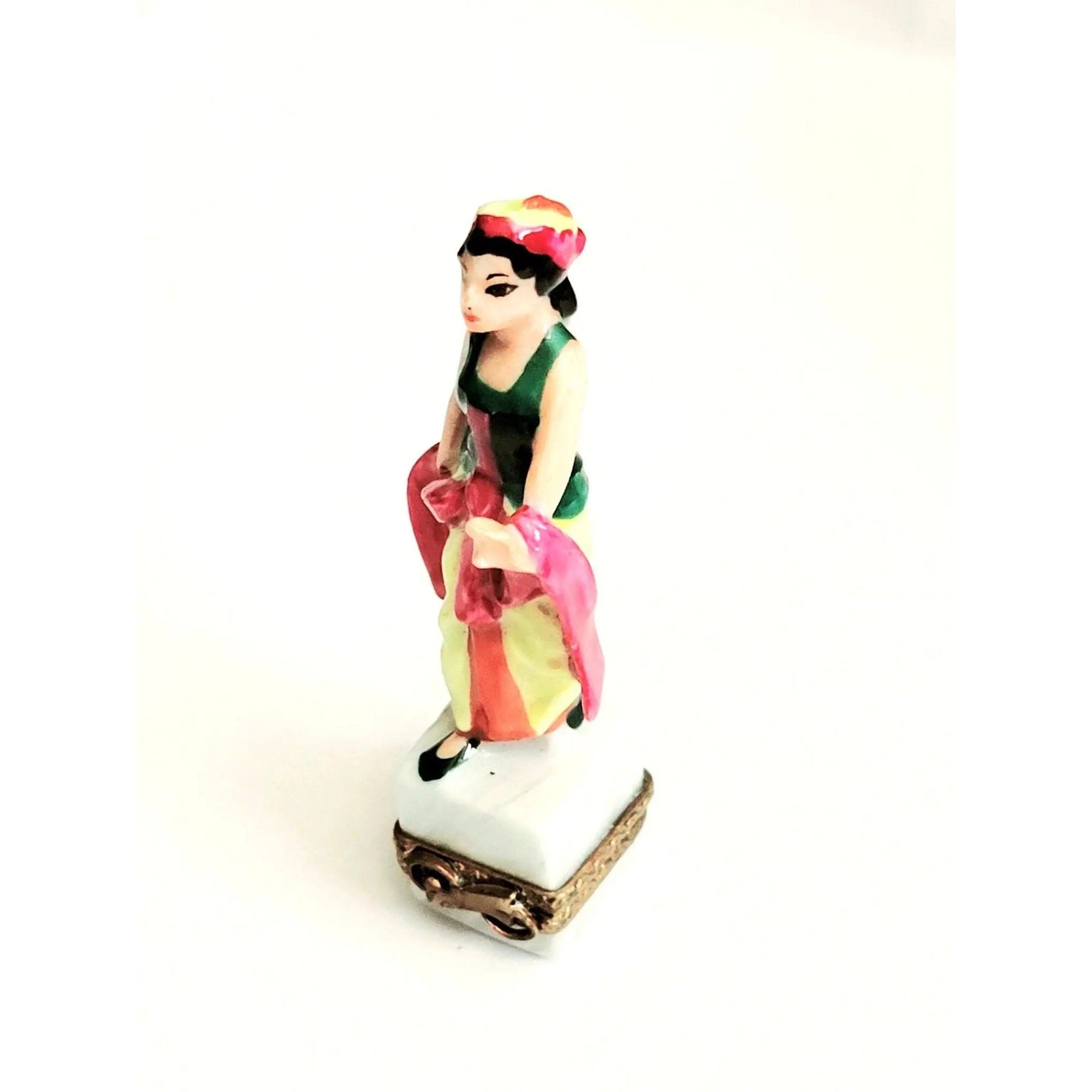 Exquisite Limoges Gypsy Girl Figurine Porcelain Limoges French Trinket Box