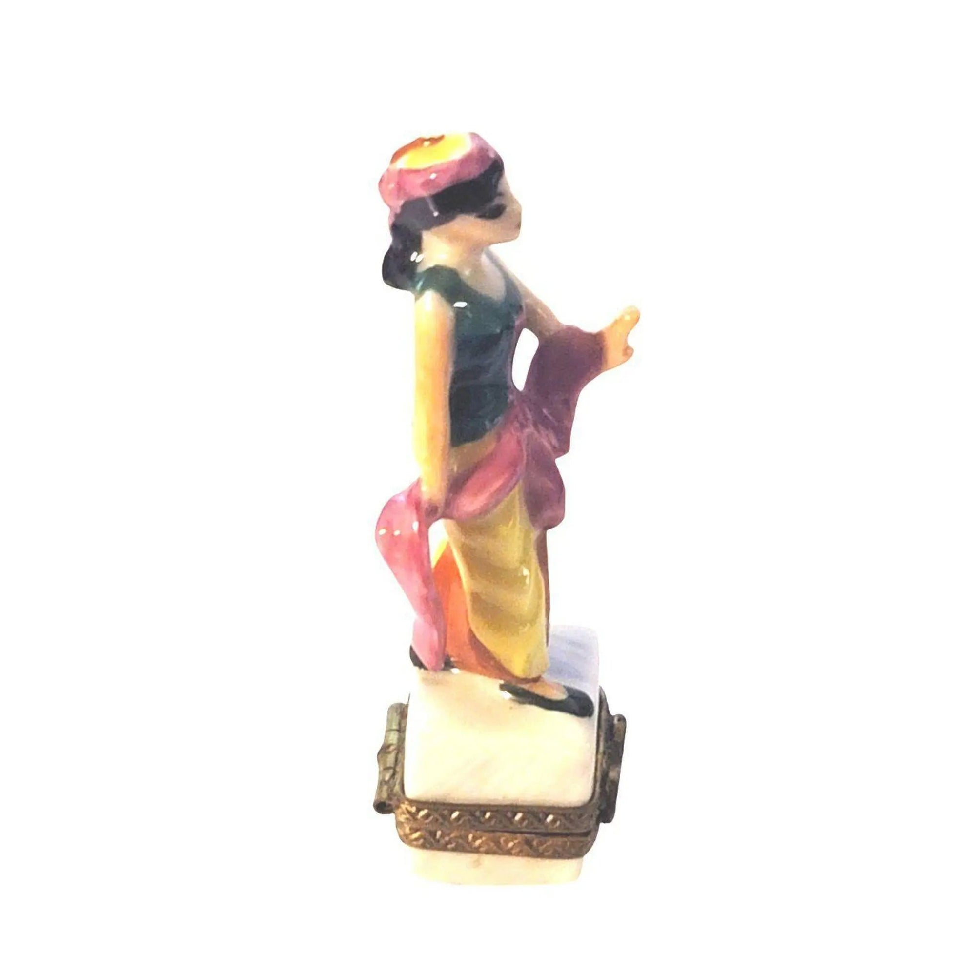 Exquisite Limoges Gypsy Girl Figurine Porcelain Limoges French Trinket Box