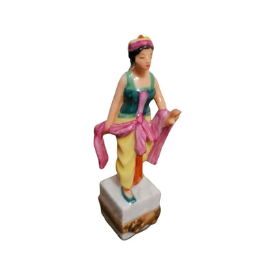 Exquisite Limoges Gypsy Girl Figurine Porcelain Limoges French Trinket Box
