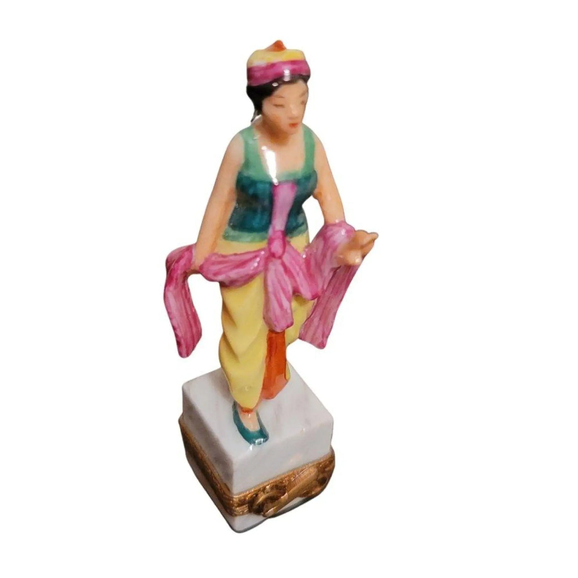 Exquisite Limoges Gypsy Girl Figurine Porcelain Limoges French Trinket Box
