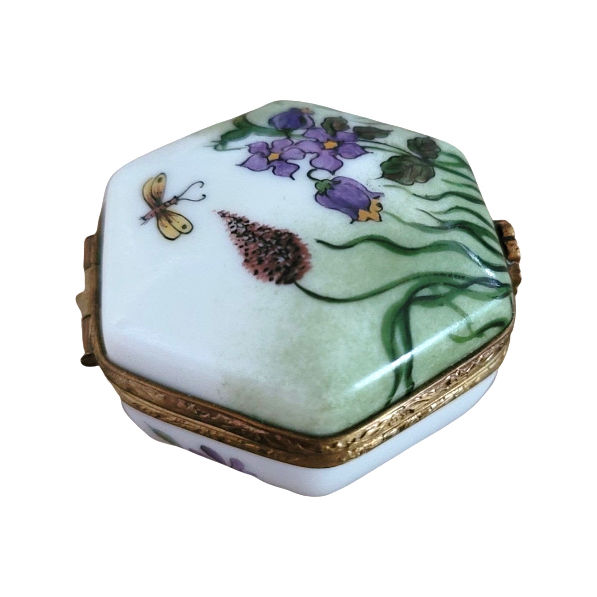 Exquisite Octagon Dragonfly Box Porcelain Limoges LIMOGES BOXES traditional French Trinket Box