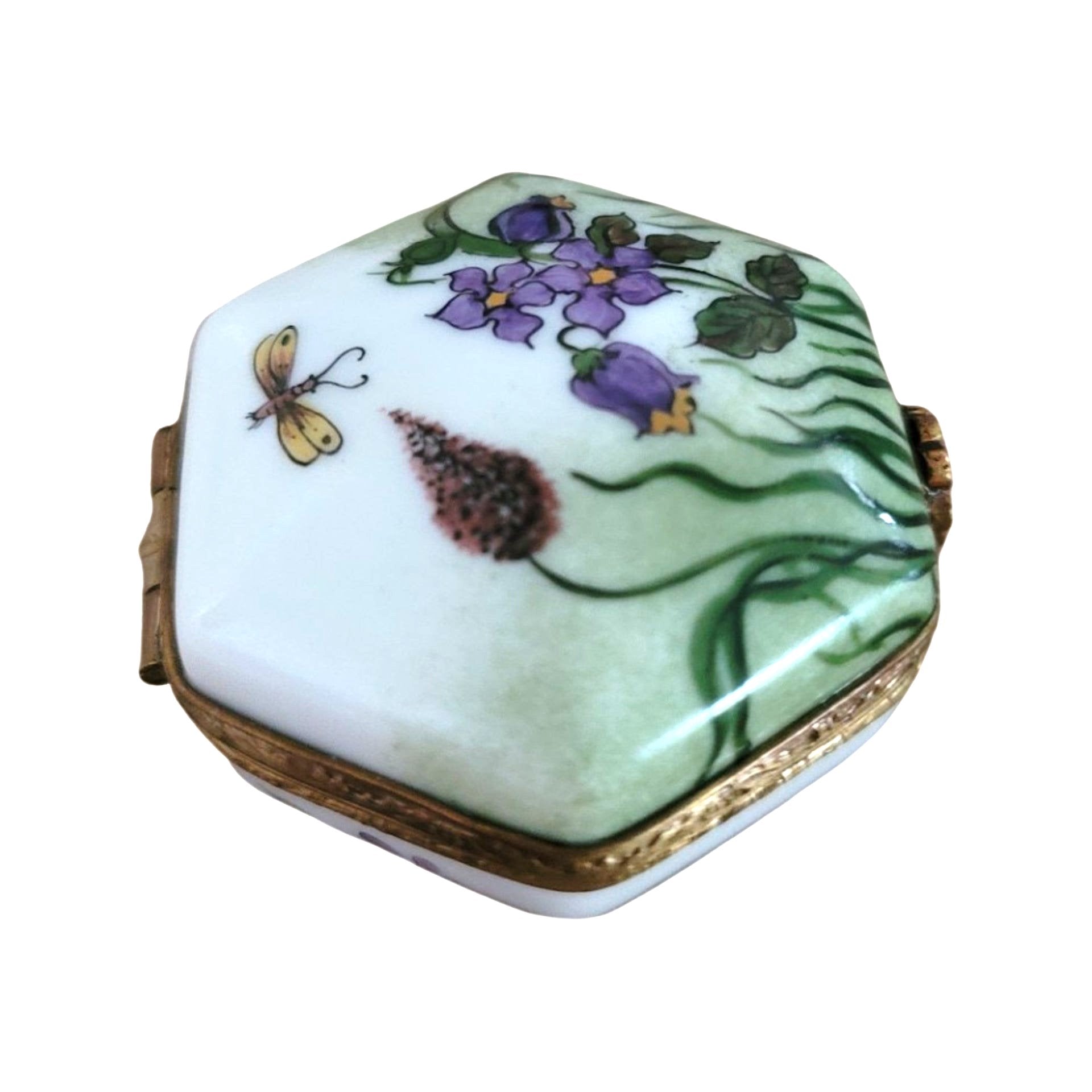 Exquisite Octagon Dragonfly Box Porcelain Limoges LIMOGES BOXES traditional French Trinket Box