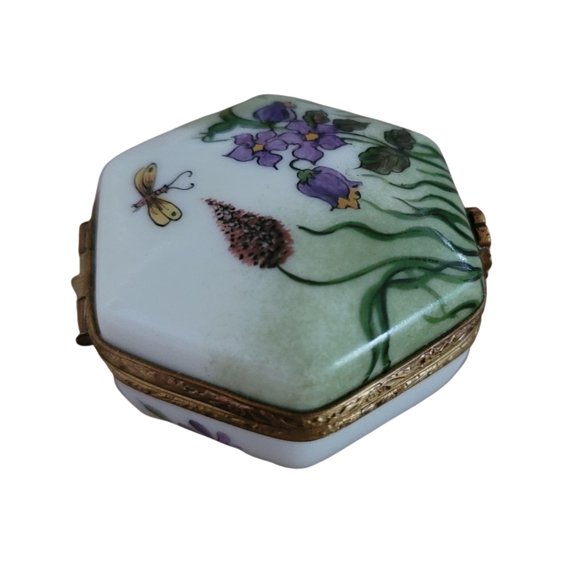 Exquisite Octagon Dragonfly Box Porcelain Limoges LIMOGES BOXES traditional French Trinket Box