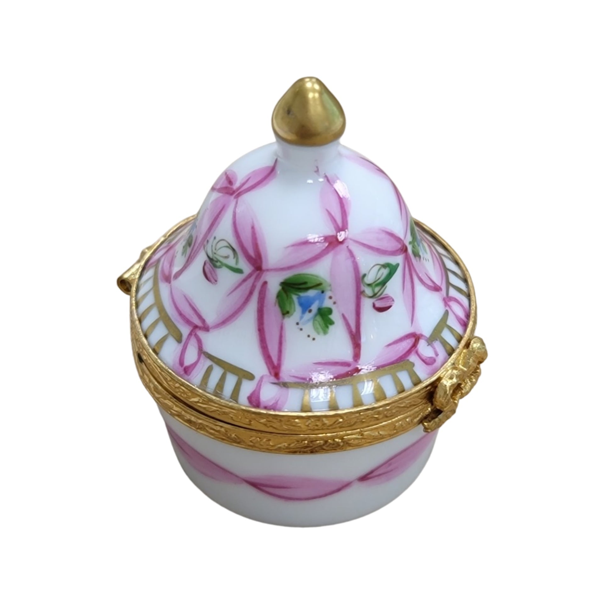 Exquisite Pink Cone Tent Box Porcelain Limoges LIMOGES BOXES traditional French Trinket Box