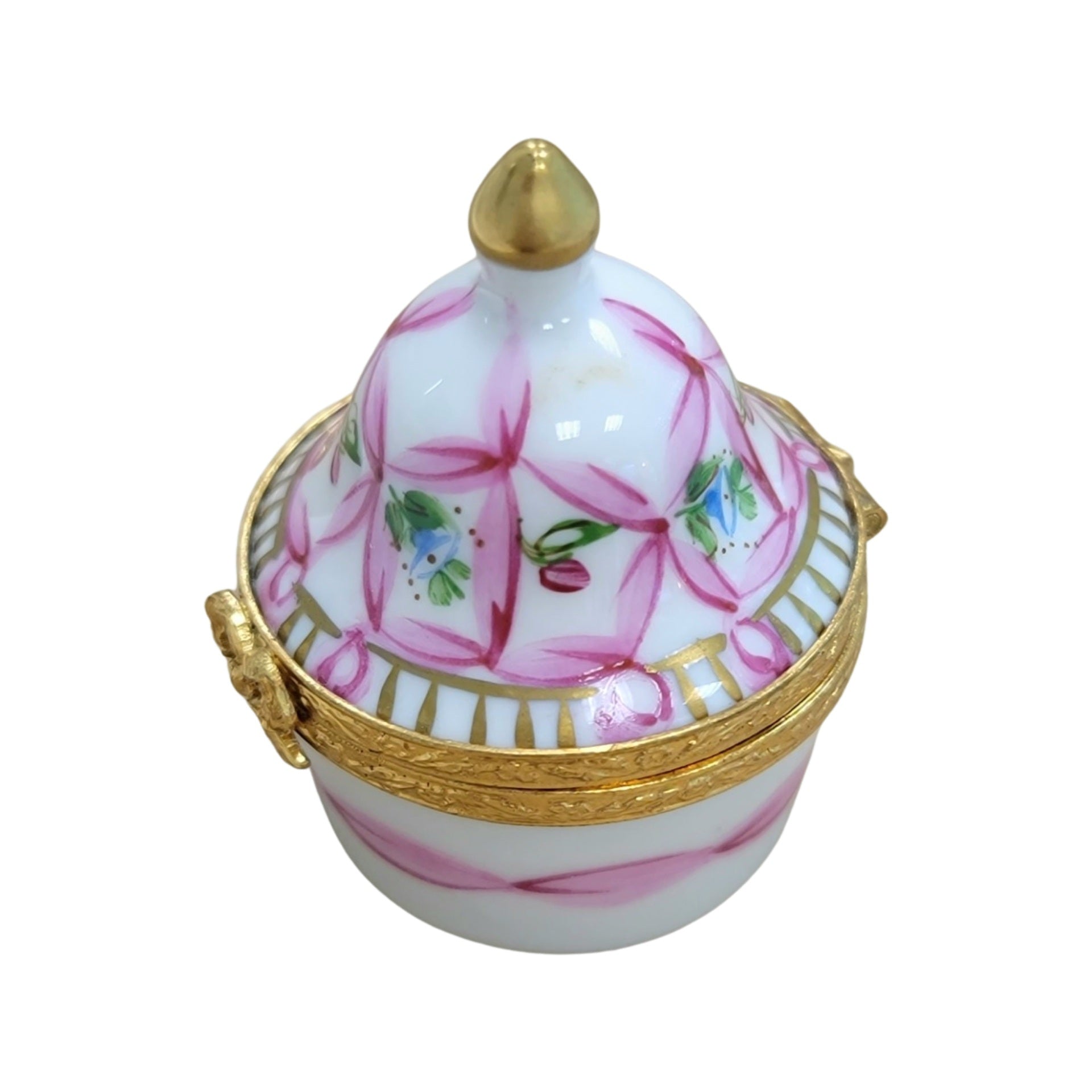 Exquisite Pink Cone Tent Box Porcelain Limoges LIMOGES BOXES traditional French Trinket Box