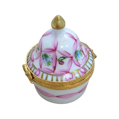 Exquisite Pink Cone Tent Box Porcelain Limoges LIMOGES BOXES traditional French Trinket Box