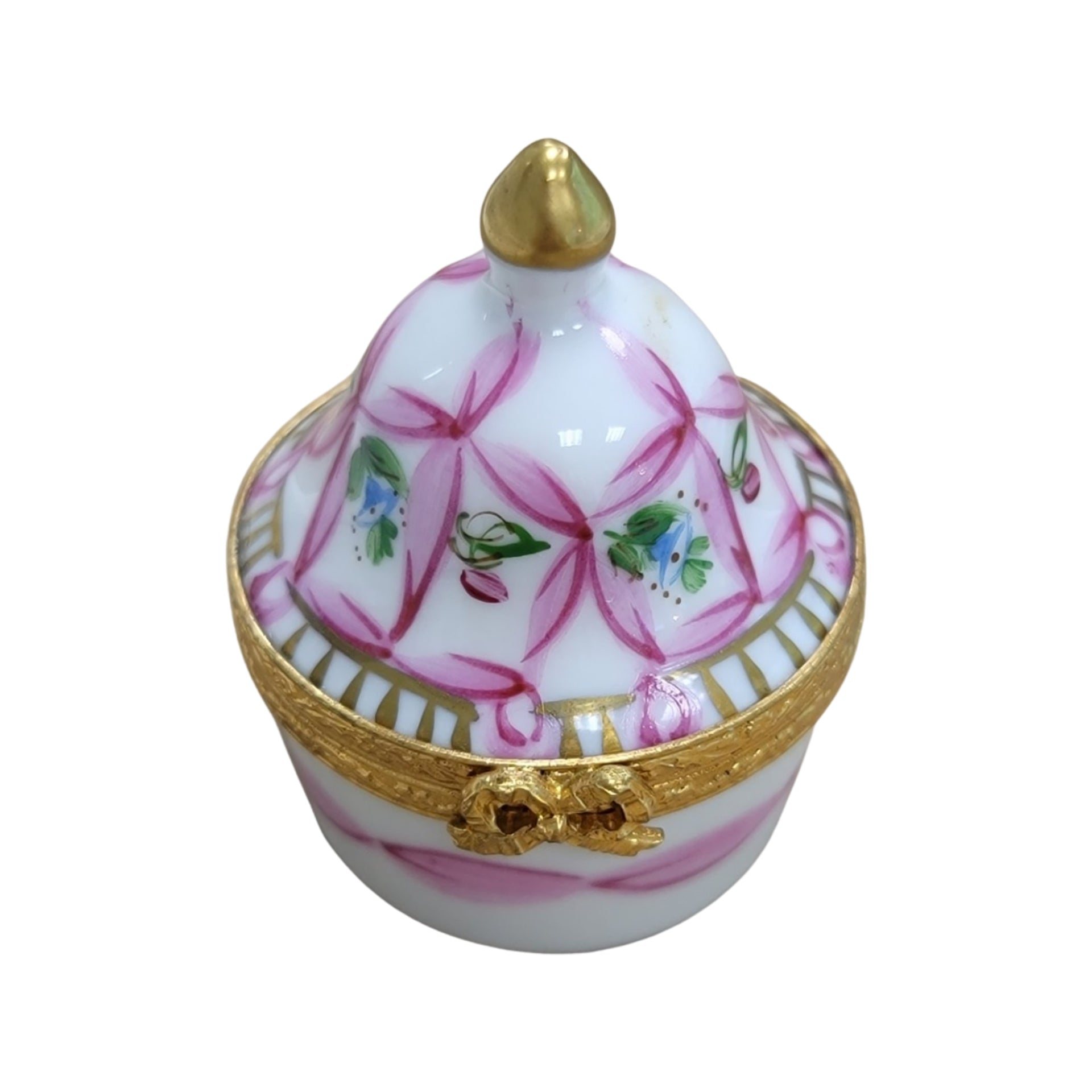 Exquisite Pink Cone Tent Box Porcelain Limoges LIMOGES BOXES traditional French Trinket Box