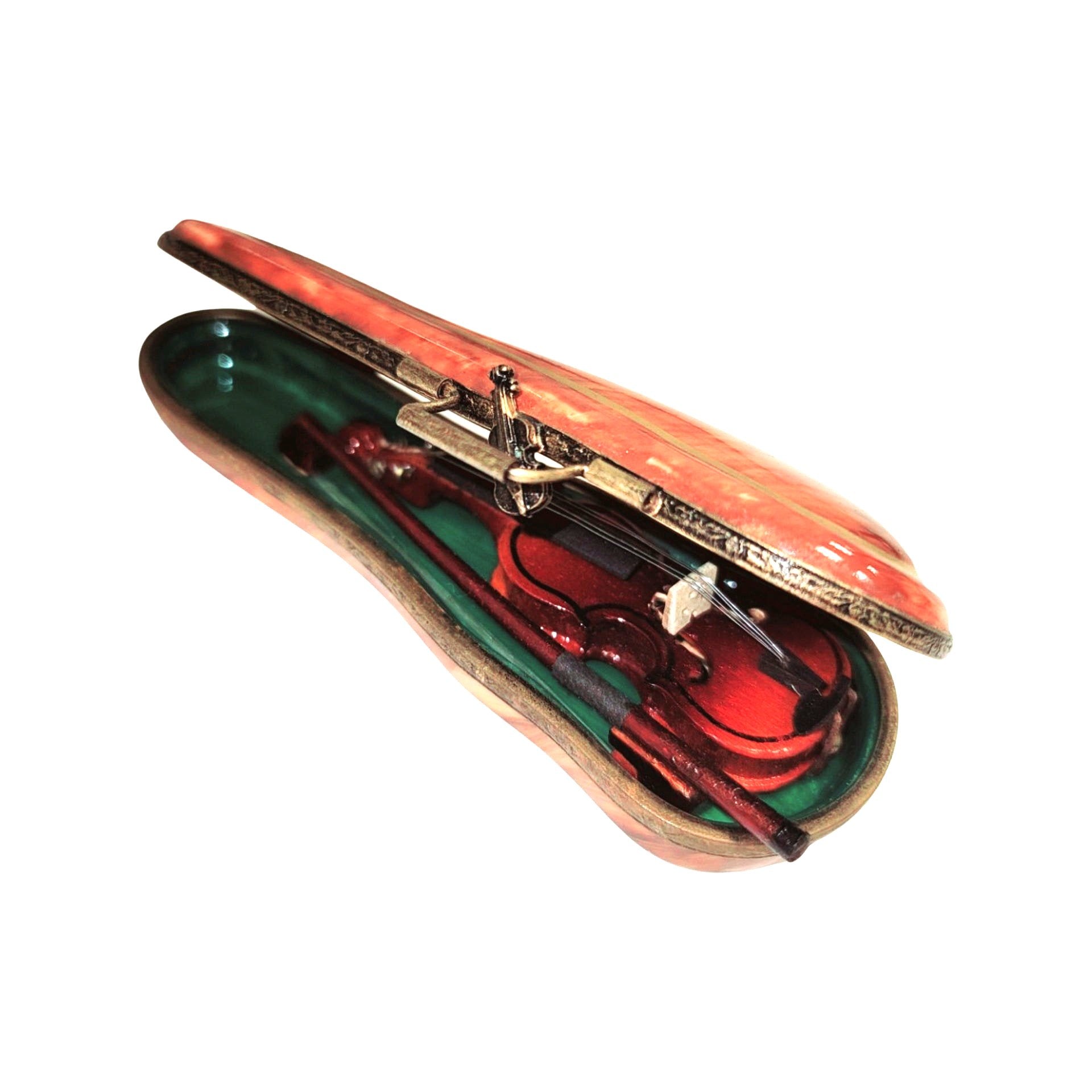 Exquisite Wood Violin Limoges Box Porcelain Limoges Music LIMOGES BOXES dance French Trinket Box