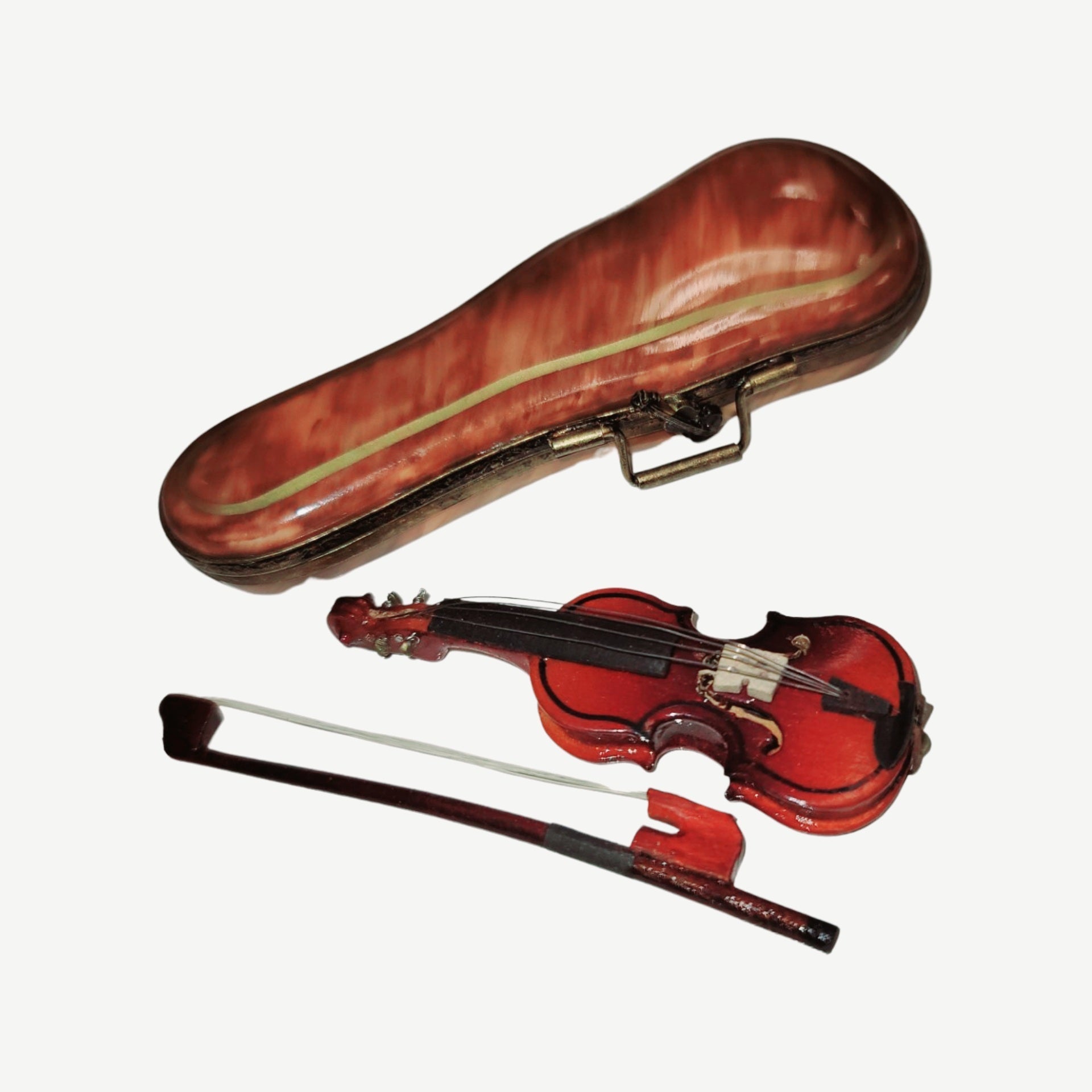Exquisite Wood Violin Limoges Box Porcelain Limoges Music LIMOGES BOXES dance French Trinket Box