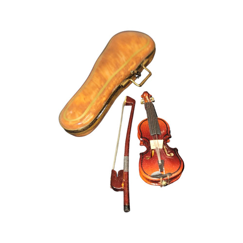 Exquisite Wood Violin Limoges Box Porcelain Limoges Music LIMOGES BOXES dance French Trinket Box