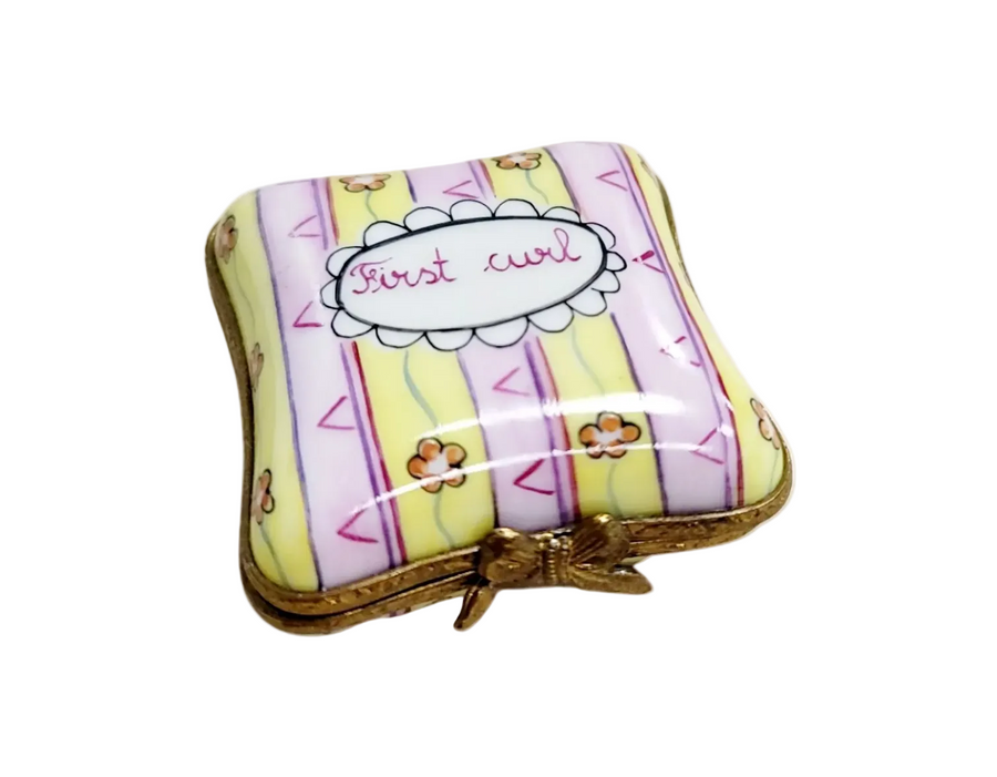Another view of the First Curl Keepsake for Parents Limoges trinket box