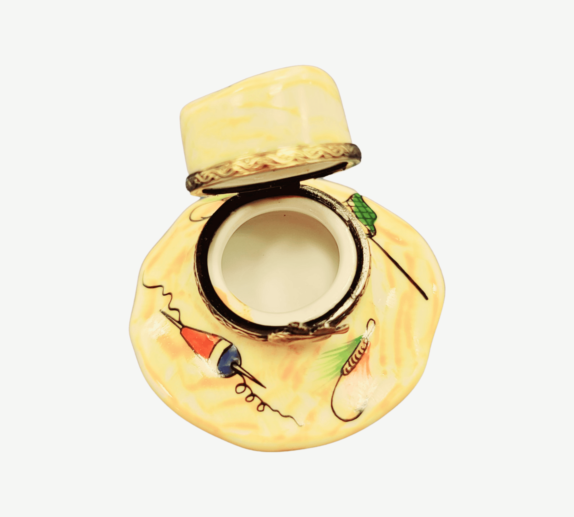 Fishing Enthusiast's Limoges Box Porcelain Limoges Fish Professional Hat French Trinket Box