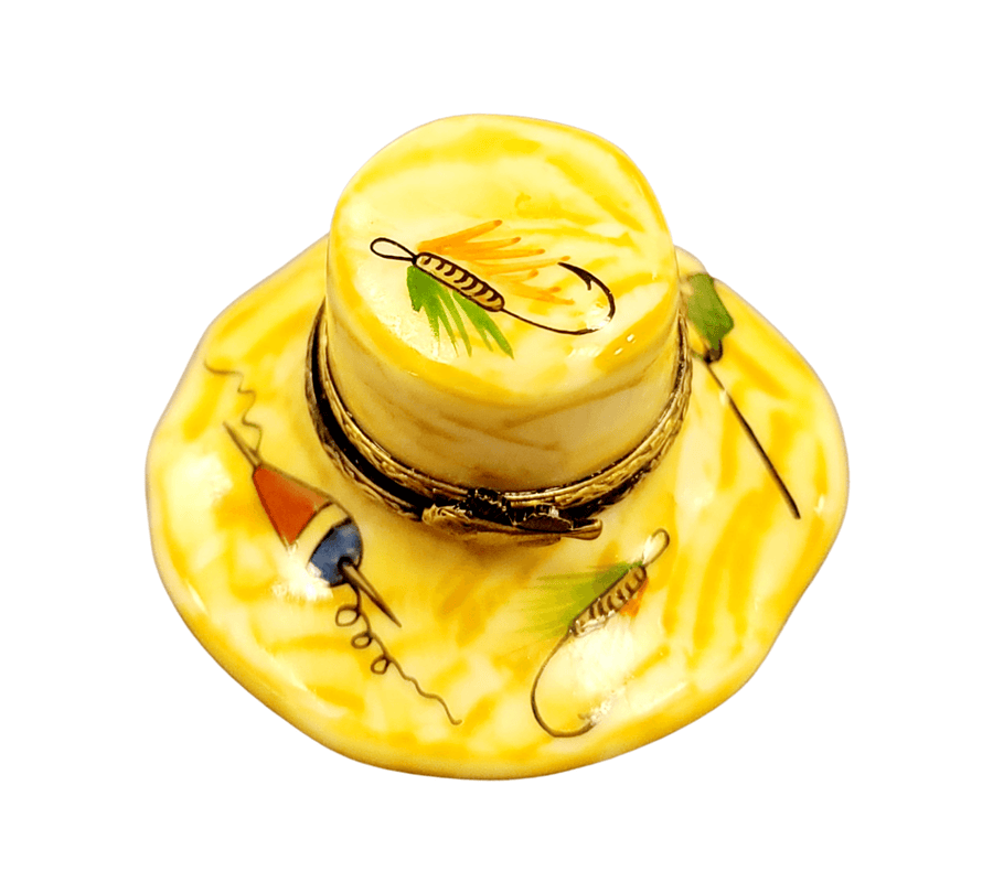 Fishing Enthusiast's Limoges Box Porcelain Limoges Fish Professional Hat French Trinket Box