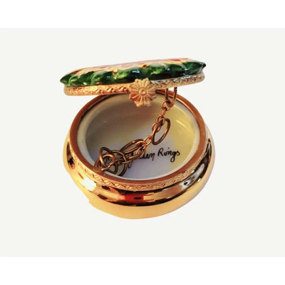 Five Golden Rings- 12 Days Of Christmas Porcelain Limoges xmas theme French Trinket Box