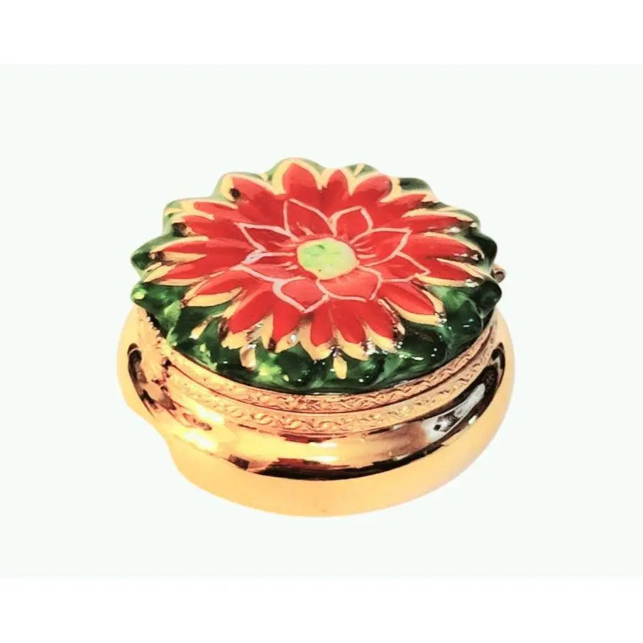 Five Golden Rings- 12 Days Of Christmas Porcelain Limoges xmas theme French Trinket Box