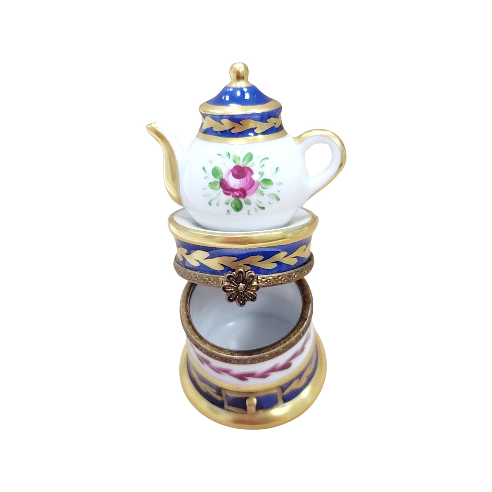 Flower Teapot Coffee Pot Figurine Porcelain Limoges Food home French Trinket Box