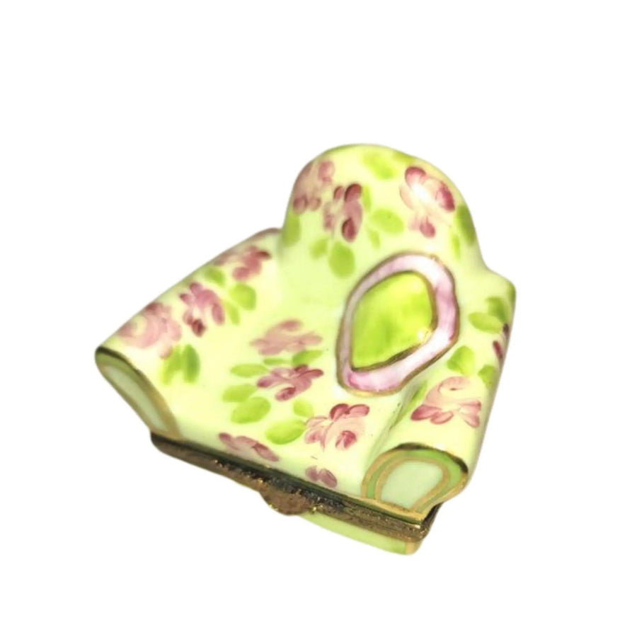 Flowered Chair Delight Limoges Box Porcelain Limoges furniture hat French Trinket Box