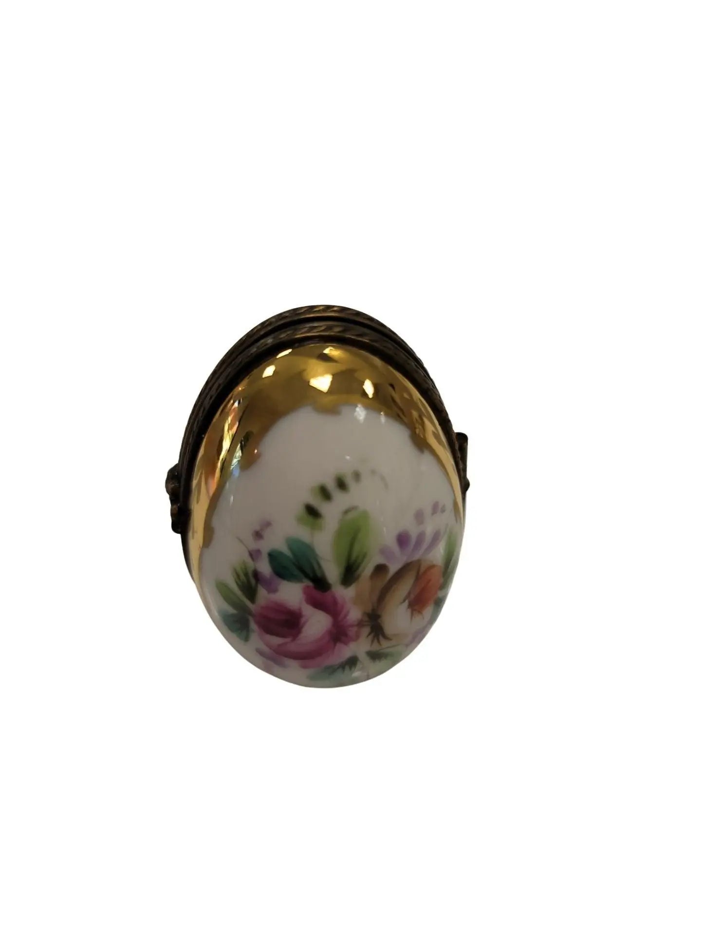 Flowered Limoges Oval Frame Porcelain Limoges egg home French Trinket Box