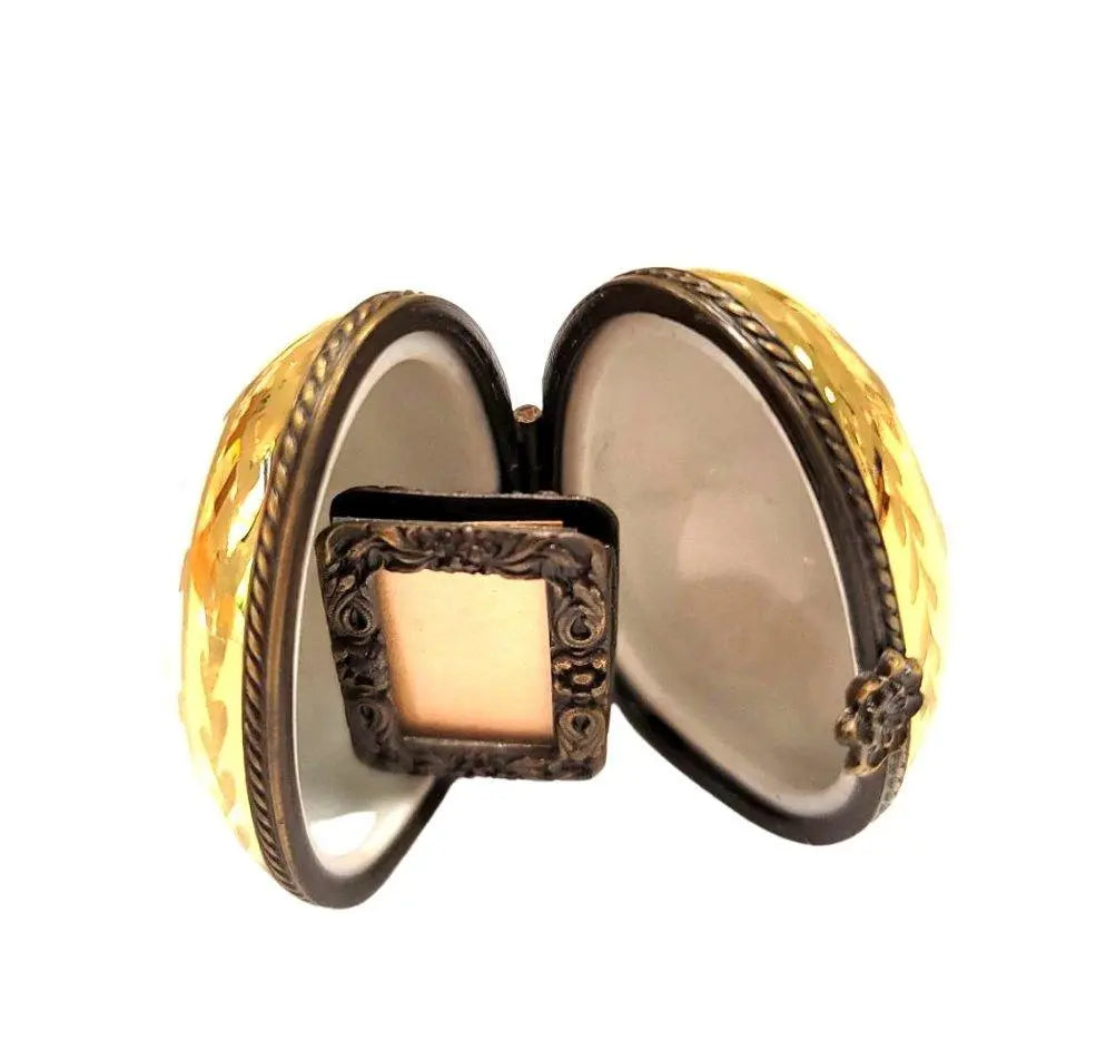 Flowered Limoges Oval Frame Porcelain Limoges egg home French Trinket Box