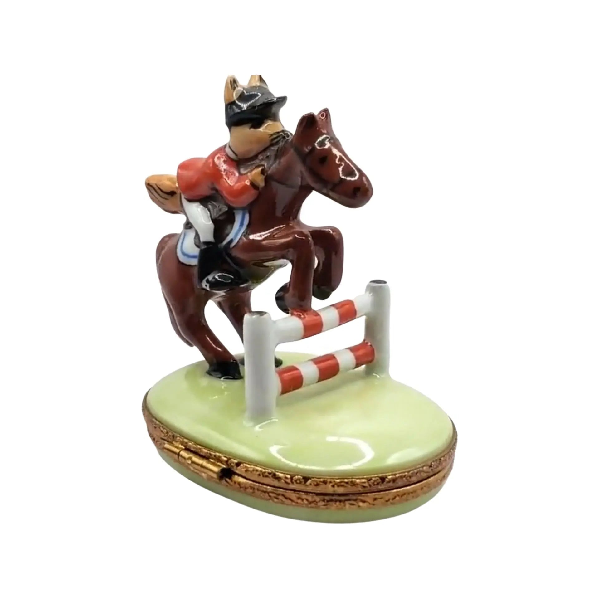 Fox Hunt Horse Jockey Porcelain Limoges horse farm animals French Trinket Box