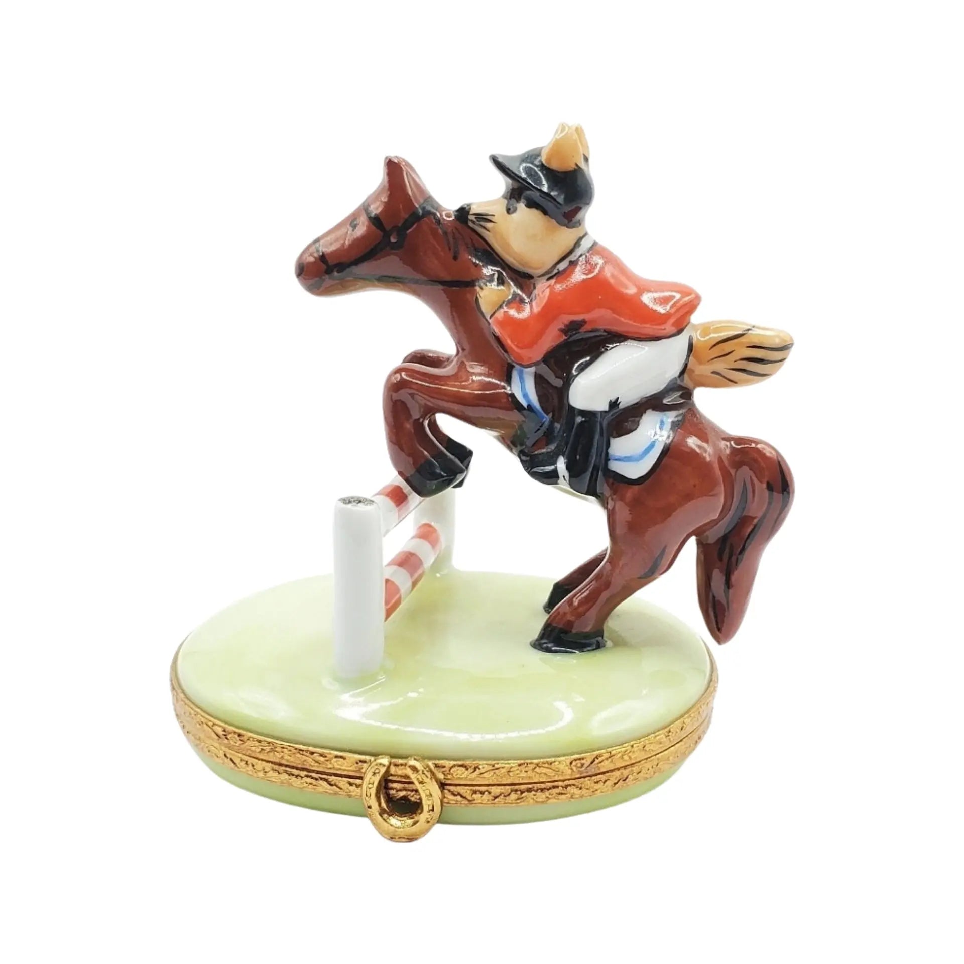Fox Hunt Horse Jockey Porcelain Limoges horse farm animals French Trinket Box
