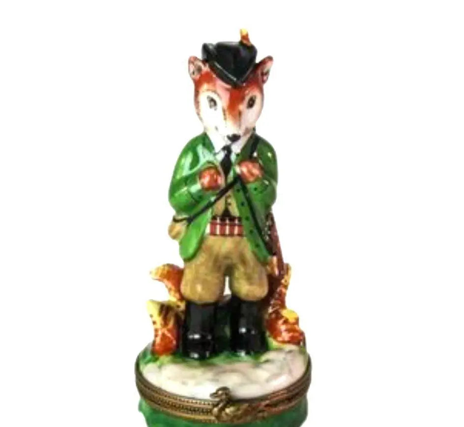 Fox Hunter Porcelain Limoges wild farm sports limoges boxes French Trinket Box