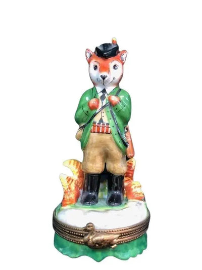 Fox Hunter Porcelain Limoges wild farm sports limoges boxes French Trinket Box