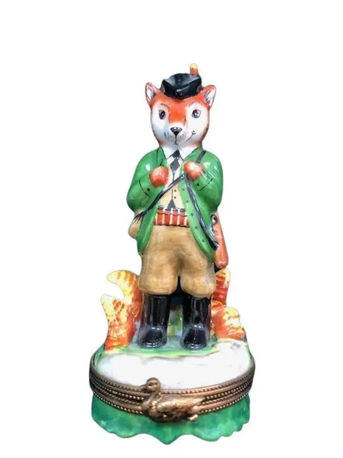 Fox Hunter Porcelain Limoges wild farm sports limoges boxes French Trinket Box