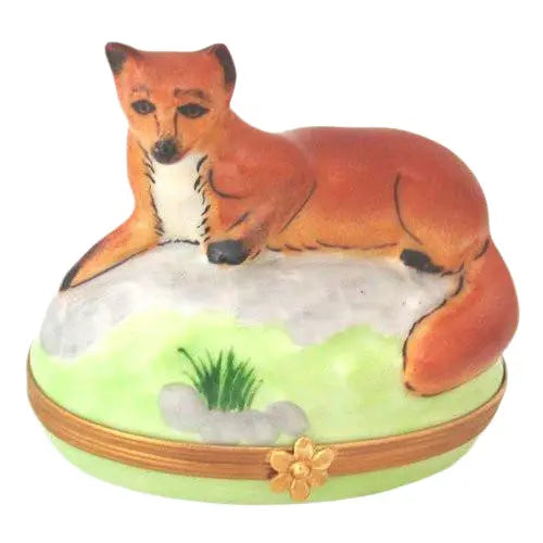 Fox Porcelain Limoges Wild Animals French Trinket Box