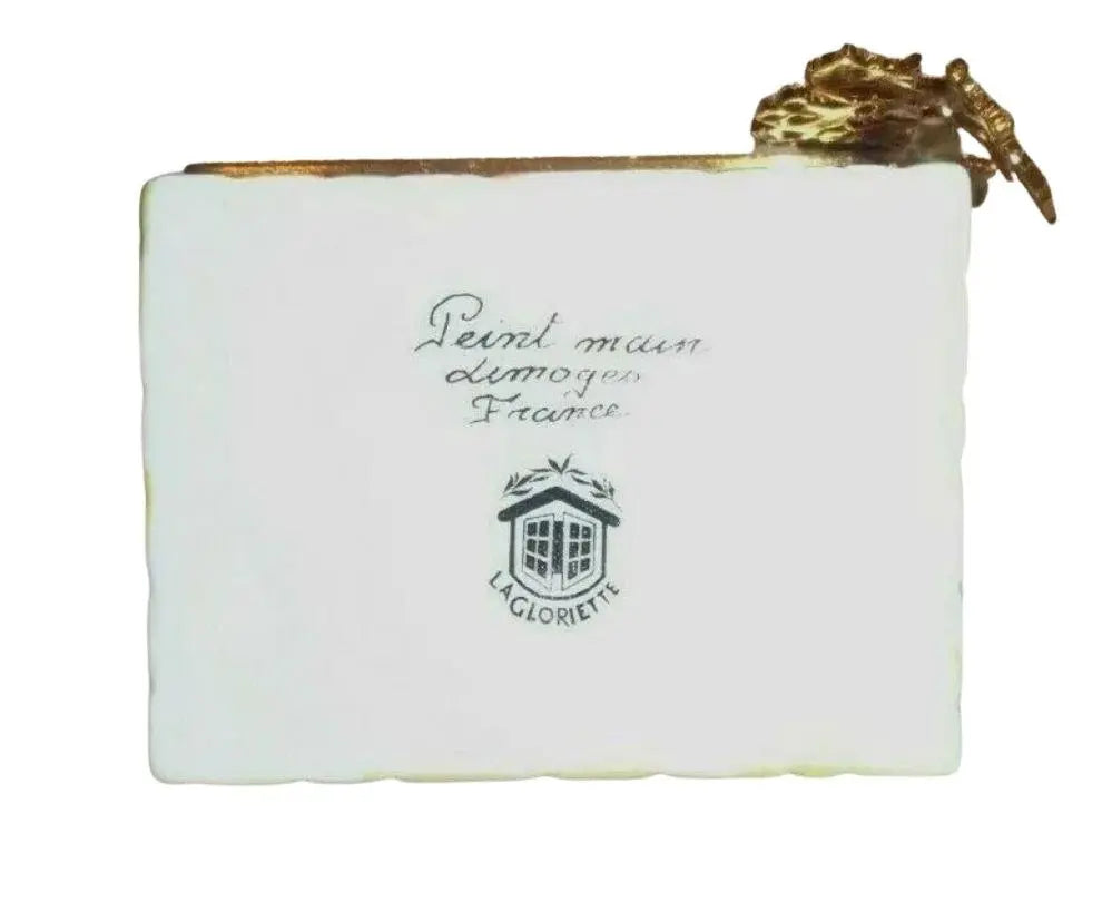 French Country Yellow Cottage House with Trellis Porcelain Limoges furniture French Trinket Box