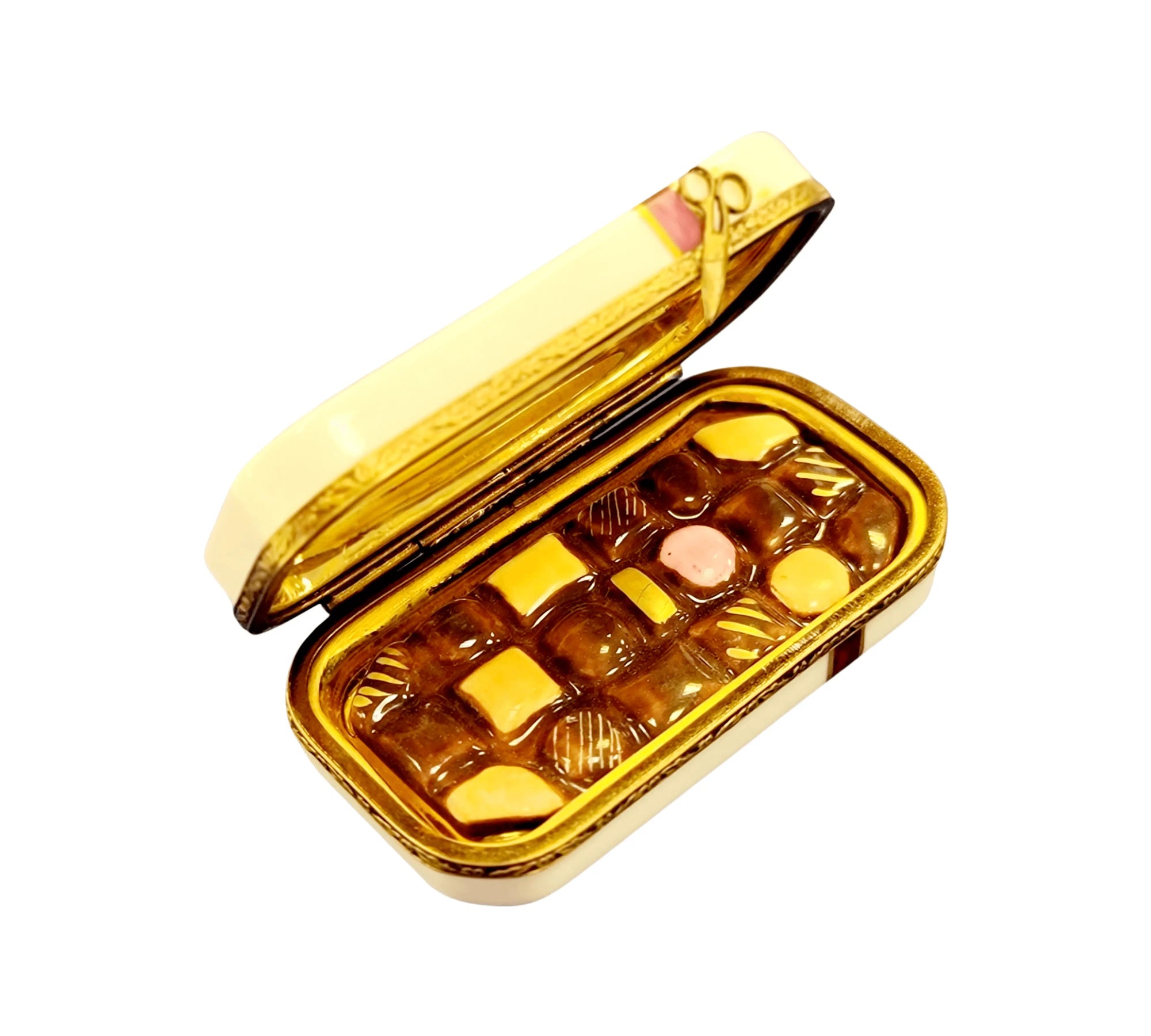 French Hand-Painted Chocolate Box Porcelain Limoges Dessert Love Valentine French Trinket Box