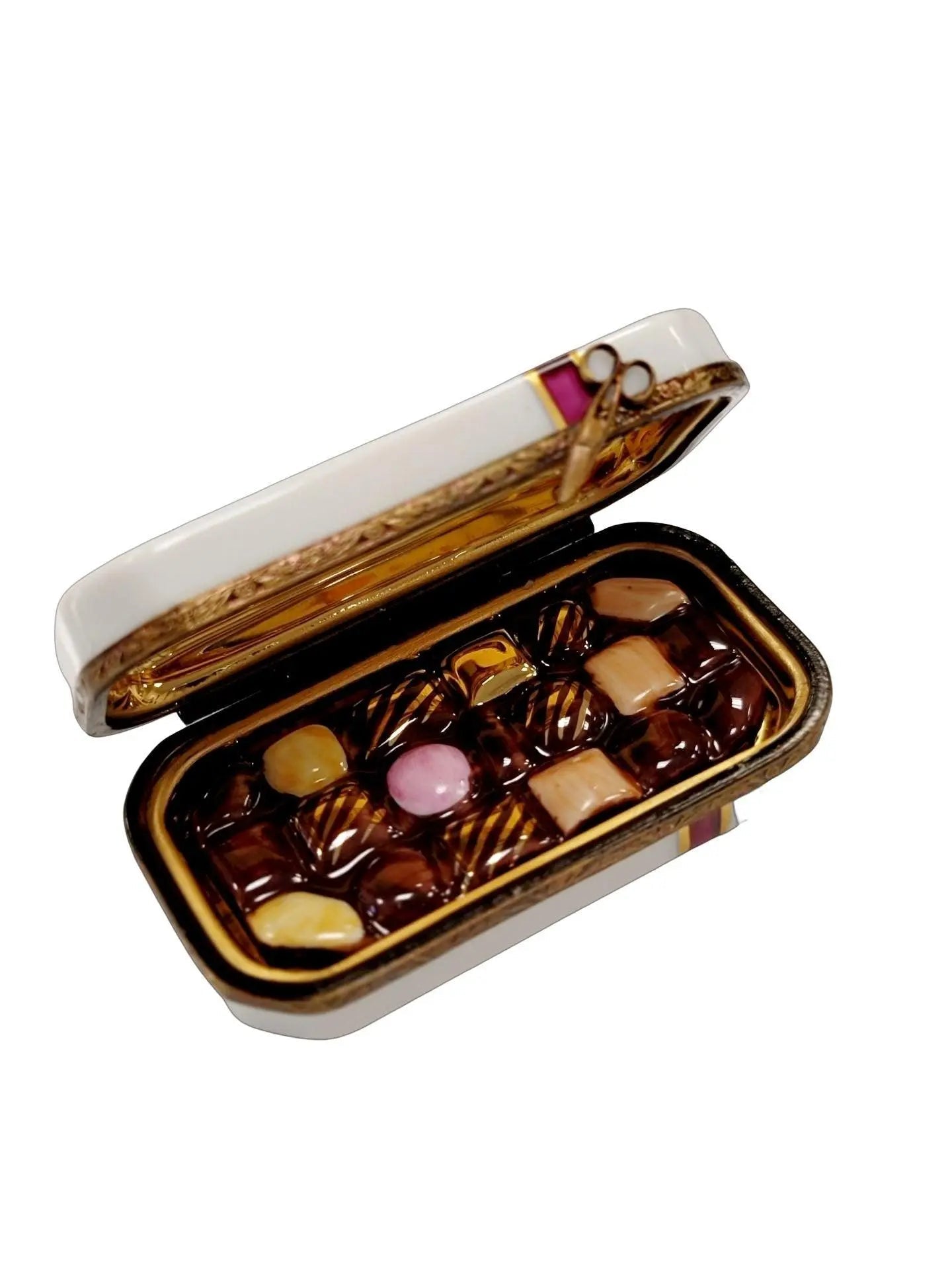 French Hand-Painted Chocolate Box Porcelain Limoges Dessert Love Valentine French Trinket Box