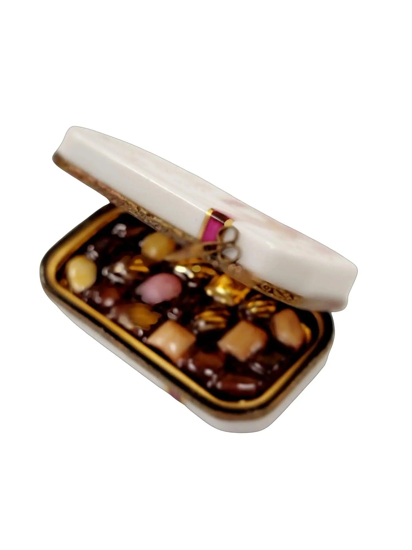 French Hand-Painted Chocolate Box Porcelain Limoges Dessert Love Valentine French Trinket Box