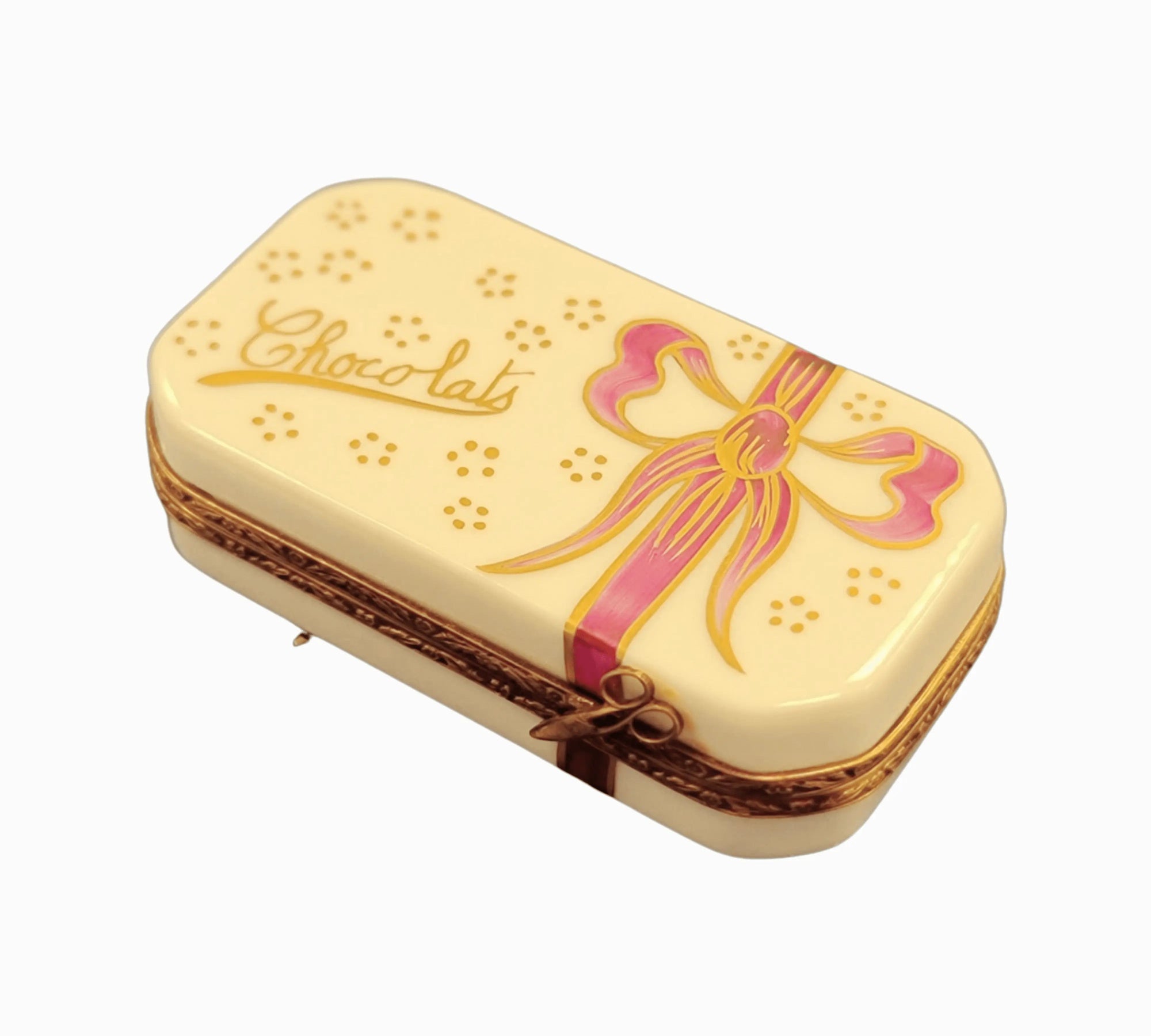 French Hand-Painted Chocolate Box Porcelain Limoges Dessert Love Valentine French Trinket Box