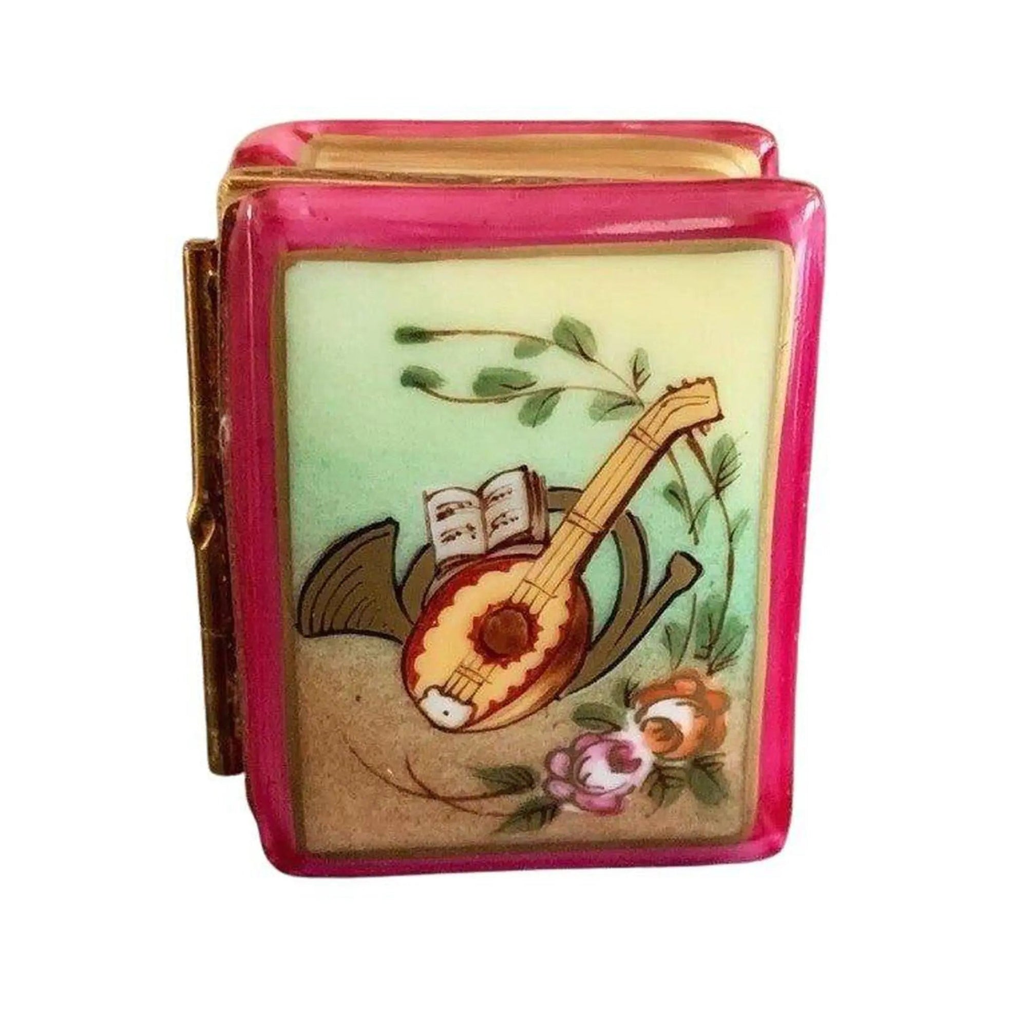 French Horn Mandolin Treasure Box Porcelain Limoges Book art fine limoges box French Trinket Box